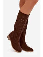 dámské vysoké boty na čokoládové model 21821933 - Boto