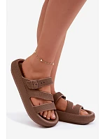 Pěnové dámské pantofle s pásky a sponou Big Star model 22100713 hnědé - Big Star Shoes