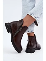 Dámské kožené zimní boty model 22556889 hnědé - VINCEZA Dámské kožené zimní boty model 22556889 hnědé - VINCEZA