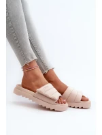 Dámske papuče na platforme Big Star Beige