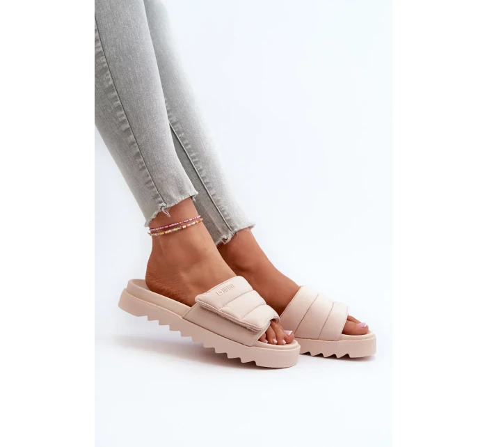 Dámske papuče na platforme Big Star Beige