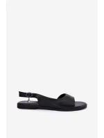 Sandały Damskie Na Płaskim Obcasie Czarne Weanise