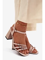 Dámské sandály na podpatku s pásky Vinceza béžové