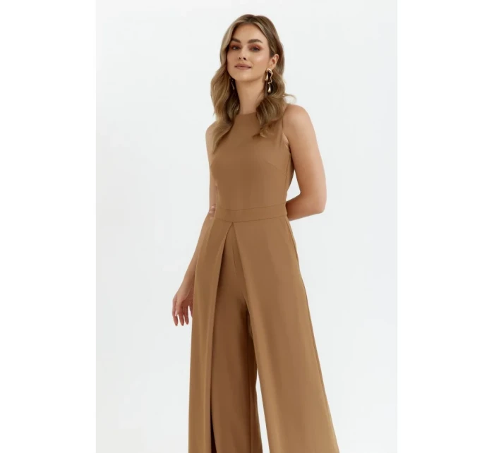 K184 Kombinéza so širokými nohavicami - béžová