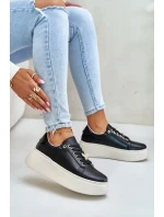 Dámske kožené tenisky na platforme s brošňou Vinceza Black