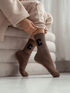 Dámske froté ponožky s písmenom C Brown