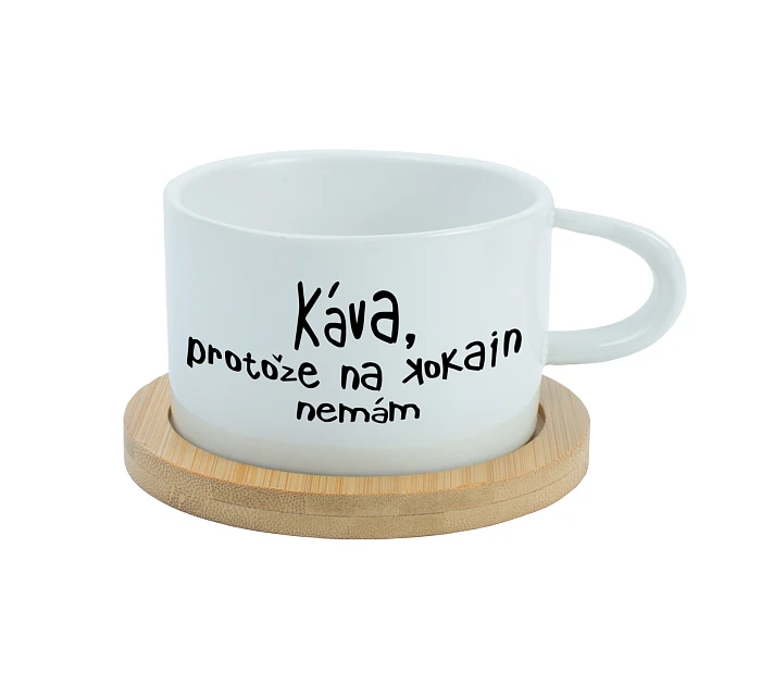 KÁVA, PROTOŽE NA KOKAIN NEMÁM - bílý hrníček makronka 200 ml