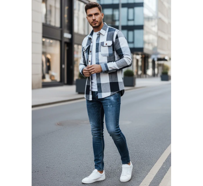 Pánská modrá kostkovaná košile model 21994100 - Dstreet