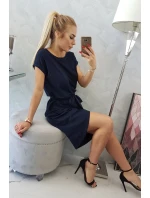 Šaty s obálkovým spodným dielom v tmavo modrej farbe
