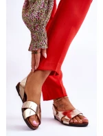 kožené sandály na suchý zip Zlaté model 21617359 - Zazoo