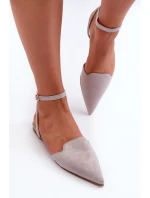 Wiązane Baleriny Eko Zamszowe Z Noskami W Szpic Szare Ellesara Wiązane Baleriny Eko Zamszowe Z Noskami W Szpic Szare Ellesara