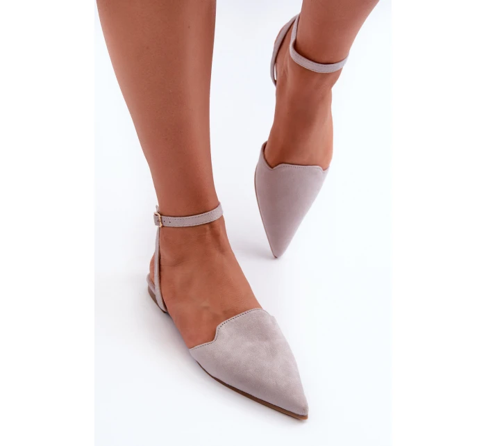 Wiązane Baleriny Eko Zamszowe Z Noskami W Szpic Szare Ellesara Wiązane Baleriny Eko Zamszowe Z Noskami W Szpic Szare Ellesara