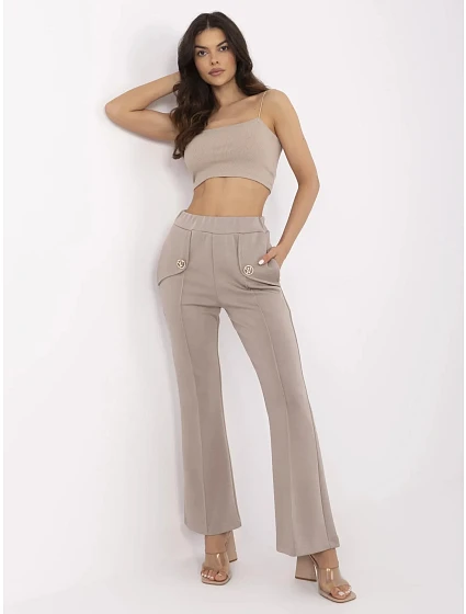 Spodnie DHJ SP model 21034975 ciemny bezowy - FPrice Spodnie DHJ SP model 21034975 ciemny bezowy - FPrice