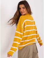 Tmavožltý oversize sveter s okrúhlym výstrihom