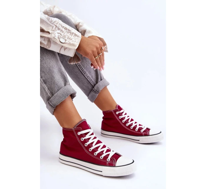 Dámské Klasické Vysoké Tenisky Bordó Remos