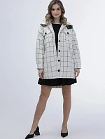 Dámska kockovaná košeľová bunda vo farbe ecru (AG3-1813)