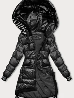 Čierna dámska zimná bunda so sťahovacím lemom (5M3188-392)