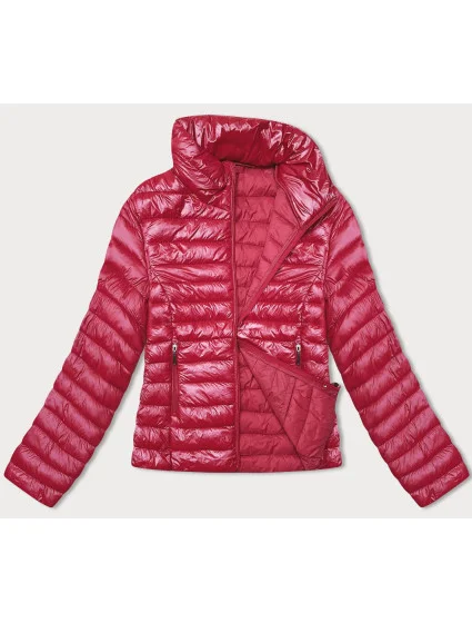 Červená prošívaná dámská bunda se stojáčkem model 18914543 - J.STYLE Červená prošívaná dámská bunda se stojáčkem model 18914543 - J.STYLE