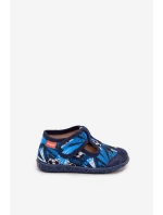 Dětské pantofle na suchý zip míčky tmavě modré model 21725234 - Milami
