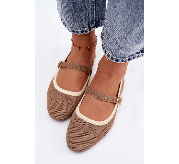 Ploché baleríny z materiálu světle hnědé model 22122467 - Boto