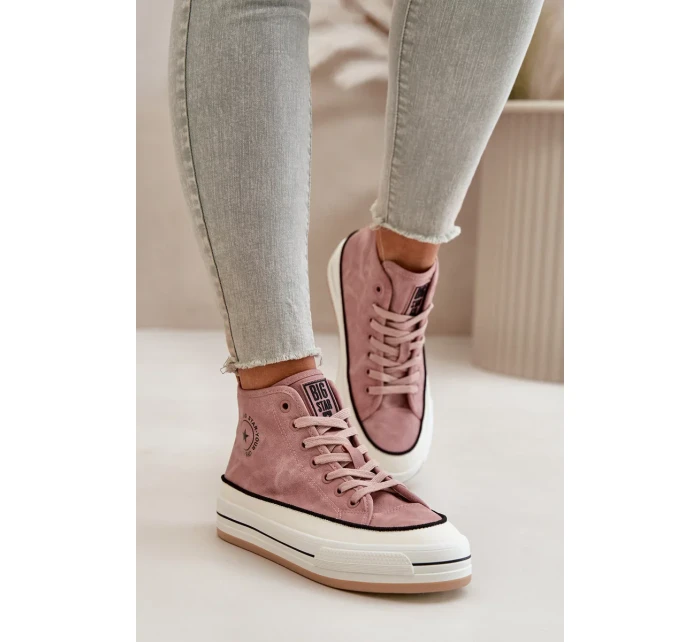 Zateplené dámske tenisky na platforme z eko kože Big Star Pink Zateplené dámske tenisky na platforme z eko kože Big Star Pink
