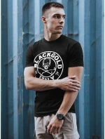 Pánske bavlnené tričko s potlačou čierne FashionStreet RX5584 Pánske bavlnené tričko s potlačou čierne FashionStreet RX5584