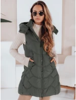 Dámská zateplená prošívaná zelená vesta Dstreet model 21991360 - FashionStreet
