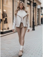 Dámská semišová bunda s ovčí kůží bílá Dstreet model 21995420 - FashionStreet