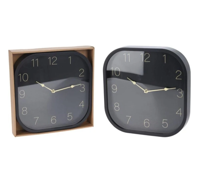 30x30CM ČIERNE VÝBORNÉ DOMÁCE NÁSTENNÉ HODINY
