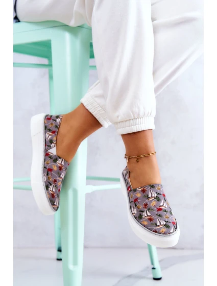 Damskie Tenisówki Slip On Memory Foam Big Star JJ276015 Szare