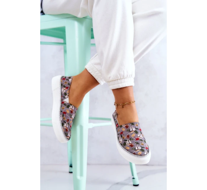 Damskie Tenisówki Slip On Memory Foam Big Star JJ276015 Szare