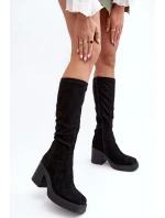 Damskie Kozaki Przed Kolano Na Masywnym Słupku D&A SN622-10A Czarne