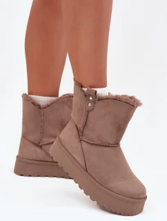 Dámské Sněhule Na Platformě S Kožíškem Tmavě Béžové model 21706852 - Boto