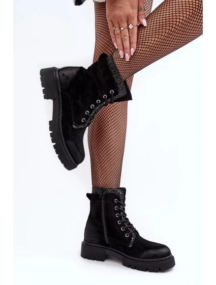 Zdobené dámské pracovní boty se zipem Black Santelia Zdobené dámské pracovní boty se zipem Black Santelia