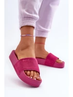Dámske semišové šľapky na platforme Big Star Fuchsia