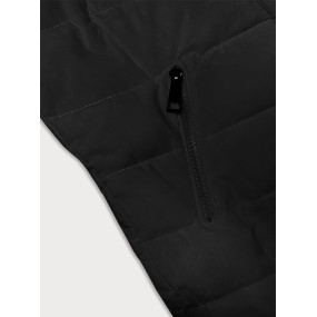 Čierna dámska prešívaná zimná bunda s kapucňou LHD (2M-057)