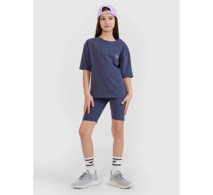 Dievčenské tričko oversize s potlačou 4F 4FJWSS25TTSHF1853-22S