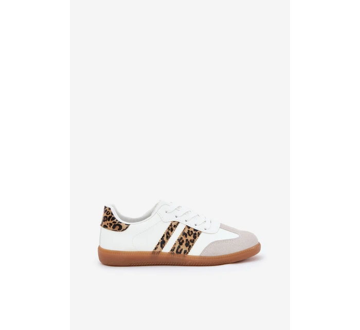 Niskie Sneakersy Damskie Z Eko Skóry Panterka Białe Nonalorin