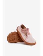 Dětské pantofle na suchý zip lesklé Barefoot Froddo Cannvas G1700439-2 Růžové