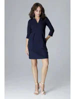 Dámské šaty model 18185750 tmavě modré - Lenitif Dámské šaty model 18185750 tmavě modré - Lenitif