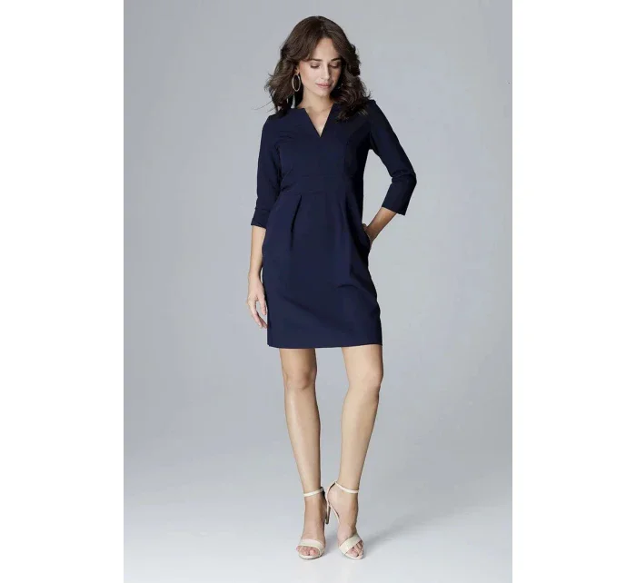 Dámské šaty model 18185750 tmavě modré - Lenitif Dámské šaty model 18185750 tmavě modré - Lenitif