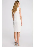 Plášťové šaty bez rukávov S105 ecru - Stylove