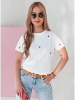 Dámske oversize tričko so srdiečkami ROMAFINA white Dstreet RY2889 Dámske oversize tričko so srdiečkami ROMAFINA white Dstreet RY2889