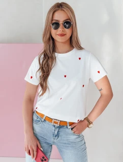 Dámske nadrozmerné tričko so srdiečkami ROMAFINA white FashionStreet RY2889