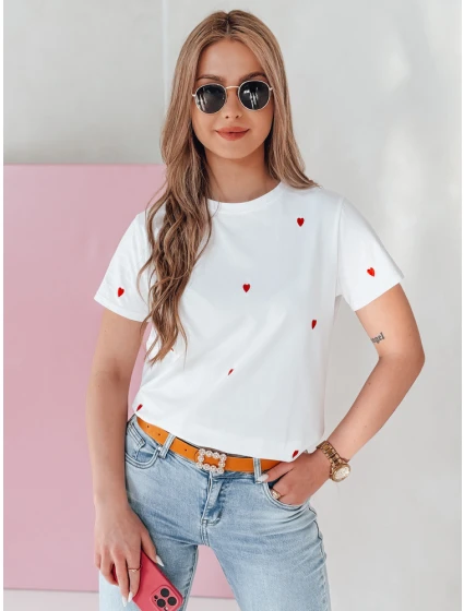 Dámske oversize tričko so srdiečkami ROMAFINA white Dstreet RY2889 Dámske oversize tričko so srdiečkami ROMAFINA white Dstreet RY2889