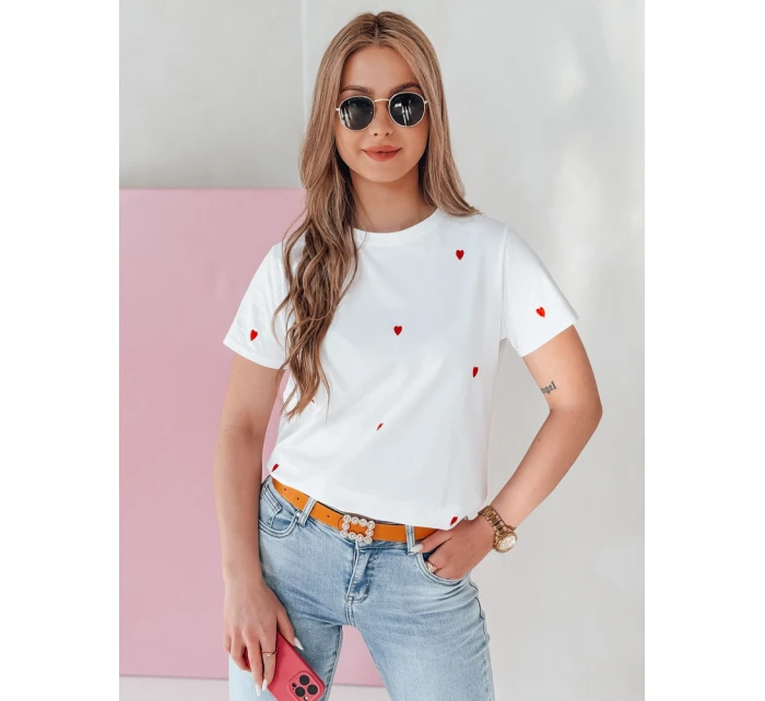 Dámske oversize tričko so srdiečkami ROMAFINA white Dstreet RY2889 Dámske oversize tričko so srdiečkami ROMAFINA white Dstreet RY2889