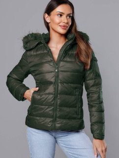Krátka dámska zimná bunda v khaki farbe (YP-20129-6)