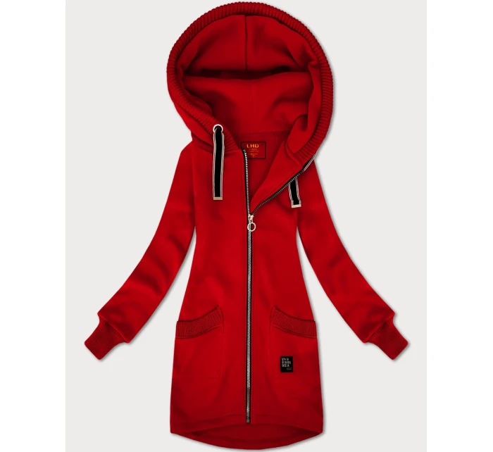 Červená dámska mikina so svetrovými vložkami LHD (AMG-172A)
