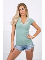 Halenka se model 18746410 výstřihem tmavě mátová - K-Fashion