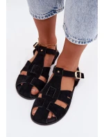 Dámske sandále Roman flat black Belanessa Dámske sandále Roman flat black Belanessa